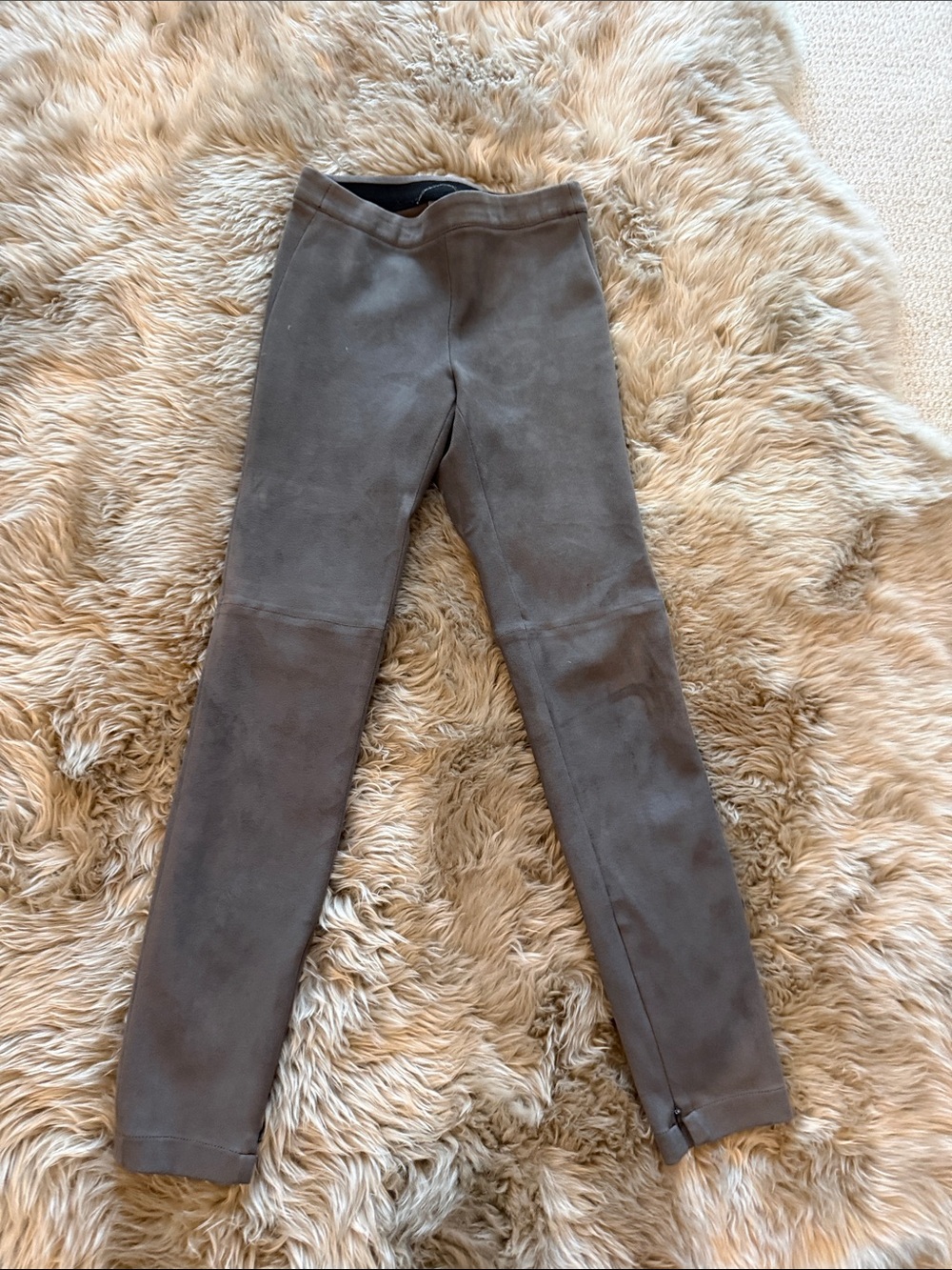 Tahari Slim Faux-Suede Skinny Jeans in Dark Taupe